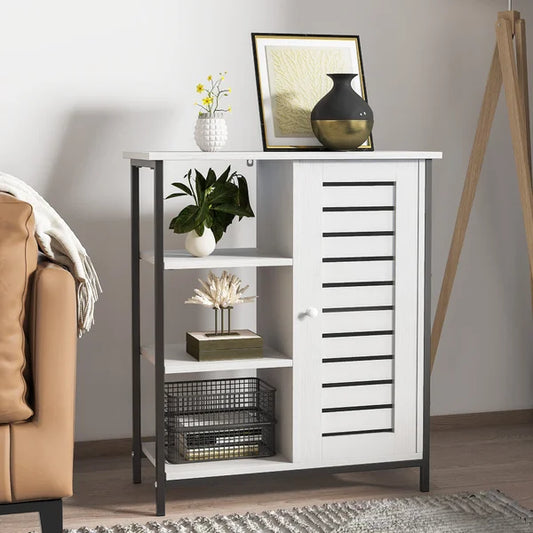 ADOUER WOOD Solid Sheesham Wood And Metal Frame & Leg Multi Use Accent Cabinet