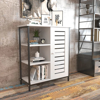 ADOUER WOOD Solid Sheesham Wood And Metal Frame & Leg Multi Use Accent Cabinet