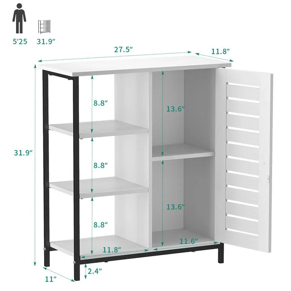 ADOUER WOOD Solid Sheesham Wood And Metal Frame & Leg Multi Use Accent Cabinet