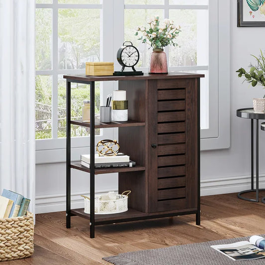 ADOUER WOOD Solid Sheesham Wood And Metal Frame & Leg Multi Use Accent Cabinet