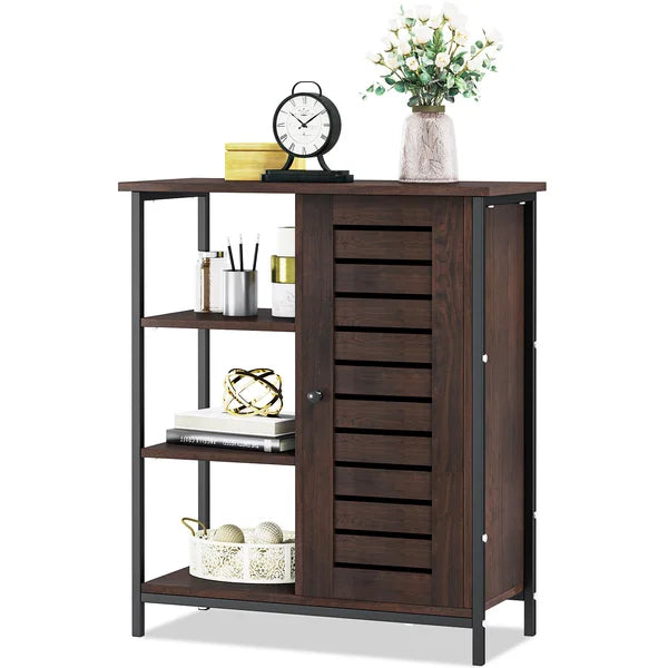 ADOUER WOOD Solid Sheesham Wood And Metal Frame & Leg Multi Use Accent Cabinet