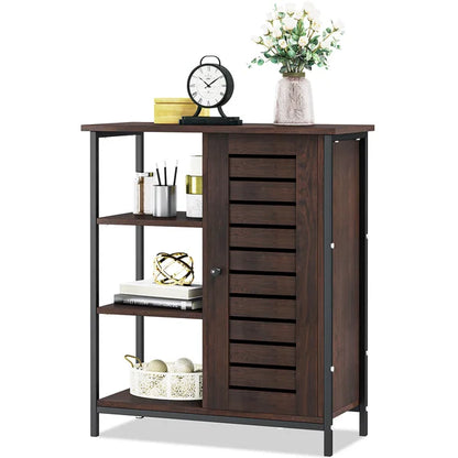 ADOUER WOOD Solid Sheesham Wood And Metal Frame & Leg Multi Use Accent Cabinet
