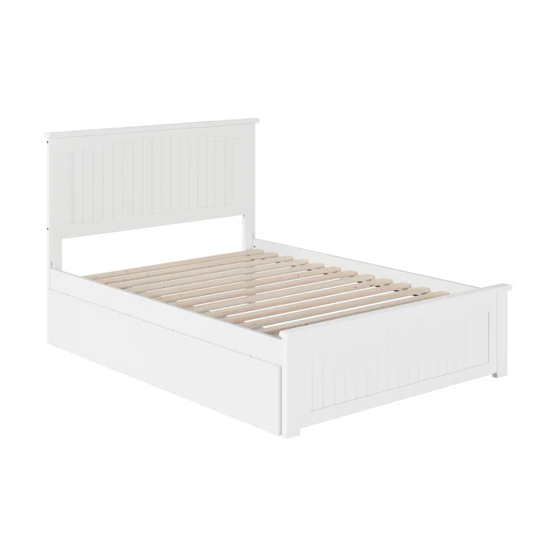 ADOUER WOOD Solid Sheesham Wood Standard Bed With Storage Drawer–White Finish