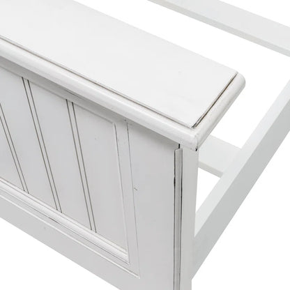 Adouer Wood "Elegant White Solid Sheesham Panel Bed with High Headboard and Footboard"