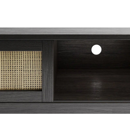 ADOUER WOOD Solid Acacia Wood Natural Cane Tv Unit For Home