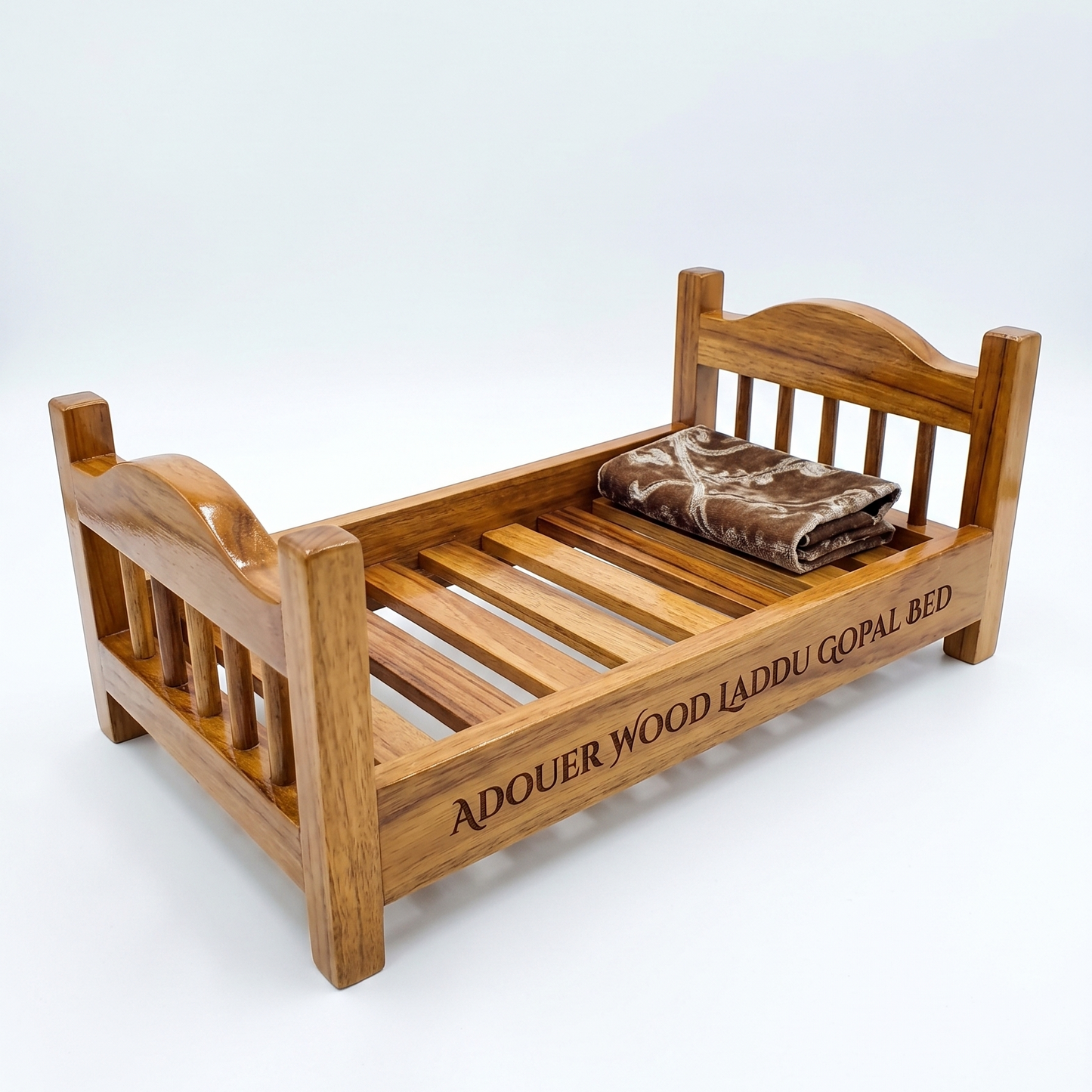 Adouer wood Handmade Solid Wood SHEESHAM LADDU Gopal I Kanha Bed  With Mattress and Pillow