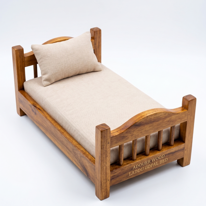 Adouer wood Handmade Solid Wood SHEESHAM LADDU Gopal I Kanha Bed  With Mattress and Pillow