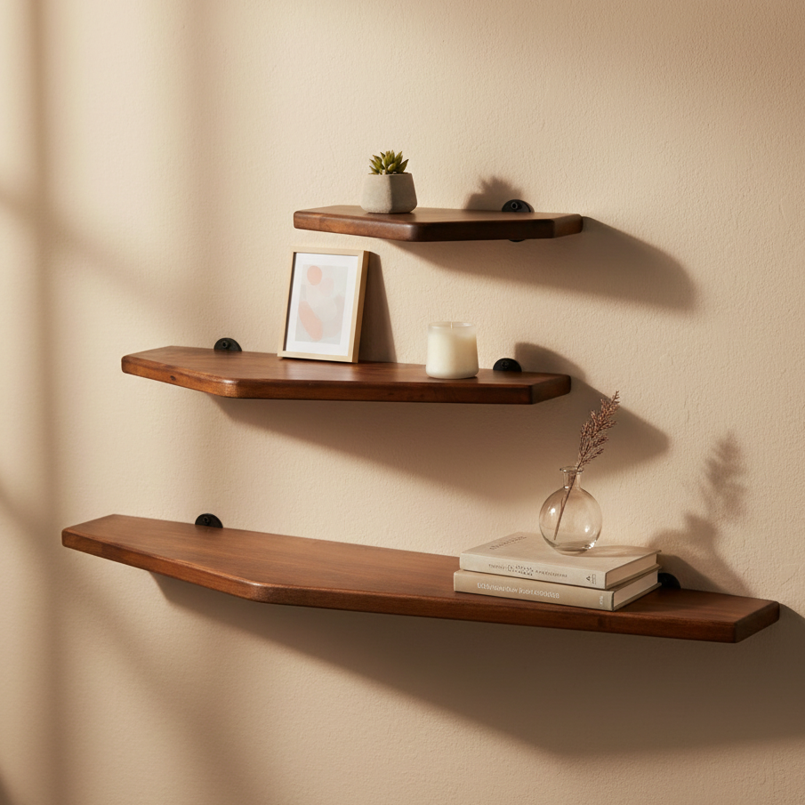 Tapered Solid Wood Floating Shelf Set (3 pcs.)