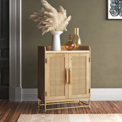 Adouer Wood Modern Solid Sheesham Wooden Bar Cabinet with Glass Storage, Wine Racks With Doors