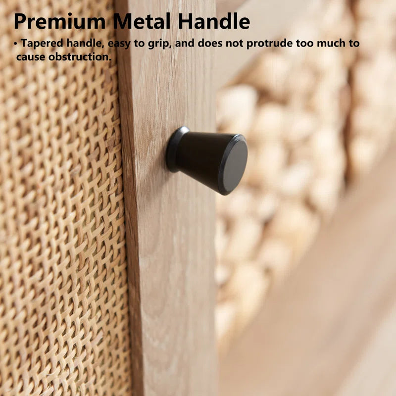 ADOUER WOOD Stylish Solid Sheesahm Wood Natural Rattan Cane 2 Door & Middle Storage Tv Unit For Home