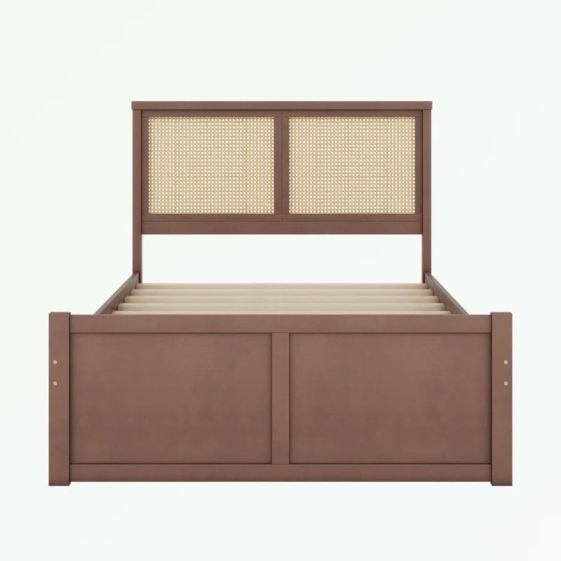 ADOUER WOOD Solid Sheesham Wood Standard Bed With Both Side Drawer - Brown Finish