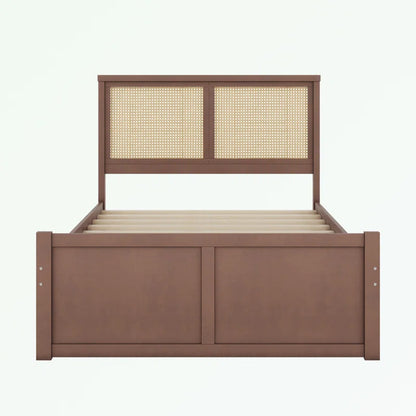 ADOUER WOOD Solid Sheesham Wood Standard Bed With Both Side Drawer - Brown Finish