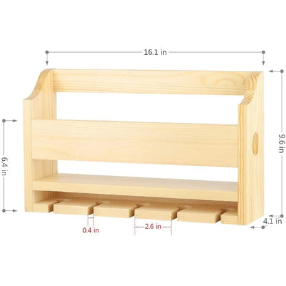 Adouer Wood "Wall-Mounted Solid Sheesham Wooden Wine Rack with Glass Holder - Holds 4 Bottles and 4 Glasses"