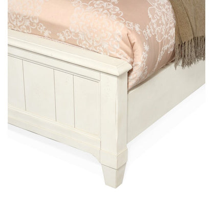 Adouer Wood "Vintage Cream Wooden Bed Frame with Arched Headboard and Cottage-Style Design"