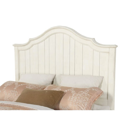 Adouer Wood "Vintage Cream Wooden Bed Frame with Arched Headboard and Cottage-Style Design"