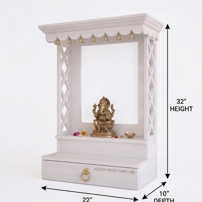Modern White Wooden Wall Mounted Mandir for Home