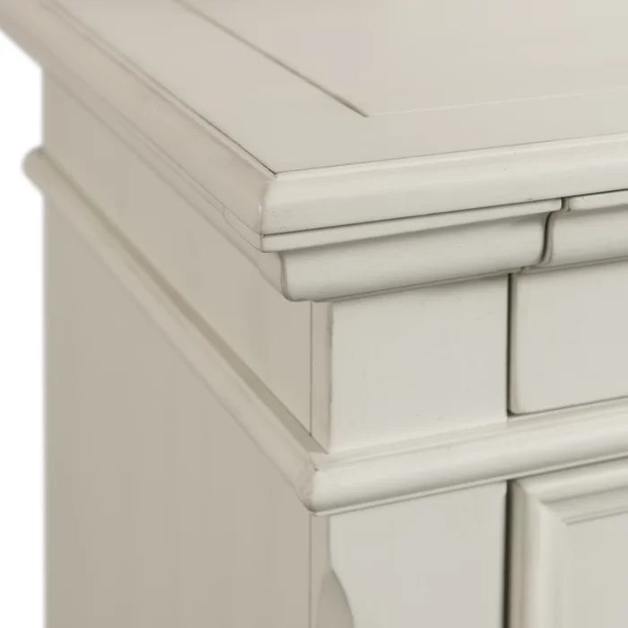 ADOUER WOOD "Classic White Wooden Bedside Table with Three Drawers