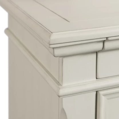ADOUER WOOD "Classic White Wooden Bedside Table with Three Drawers