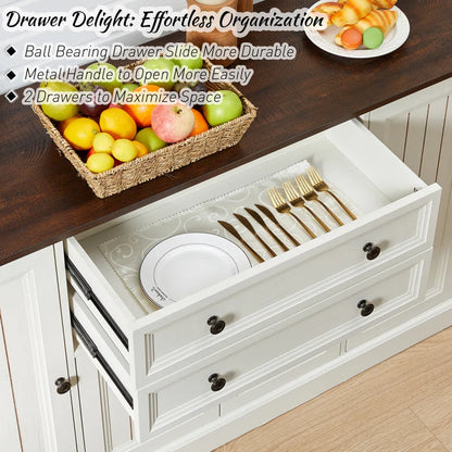 ADOUER WOOD Solid Sheesham Wood Designer Door and Drawers Sideboard, White & Brown