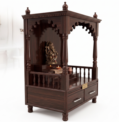 ADOUER WOOD Traditional Handcrafted Dark Walnut Home Temple Unit
