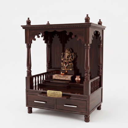 ADOUER WOOD Traditional Handcrafted Dark Walnut Home Temple Unit