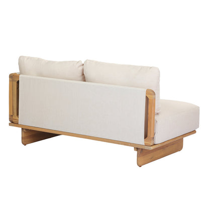 Acacia Wood Contemporary Wooden Frame L-Sectional Sofa with Plush Neutral Upholstery