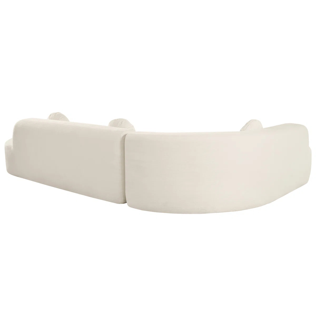 Curved Modular Velvet 5 Seater Sofa with Acacia Wood Base