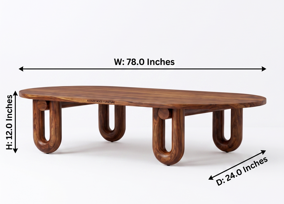 Adouer Wood Furniture Loop-Base Center Table with U-Shaped Legs
