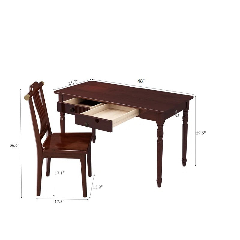 Adouer Wood Solid Sheesham Wood Writing Desk and Chair Set