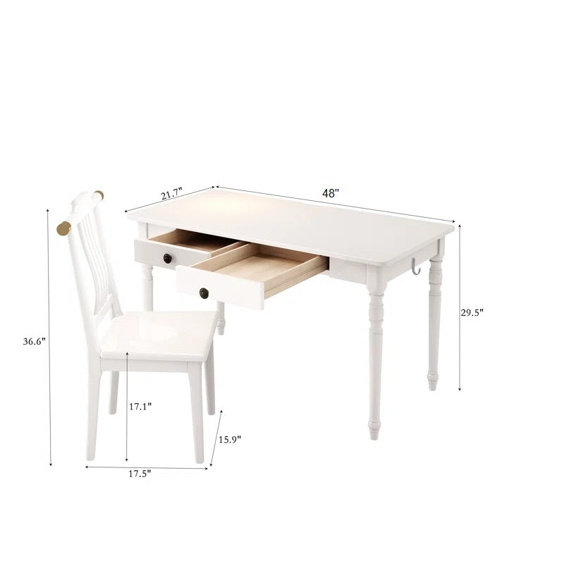 Adouer Wood Solid Sheesham Wood Writing Desk and Chair Set