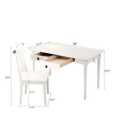 Adouer Wood Solid Sheesham Wood Writing Desk and Chair Set