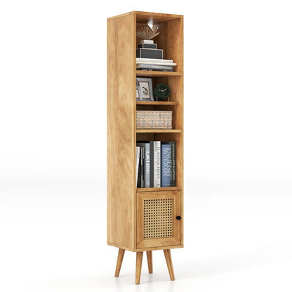 ADOUER WOOD Every Choice Solid Acacia Wood Rattan Bookshelf For Home