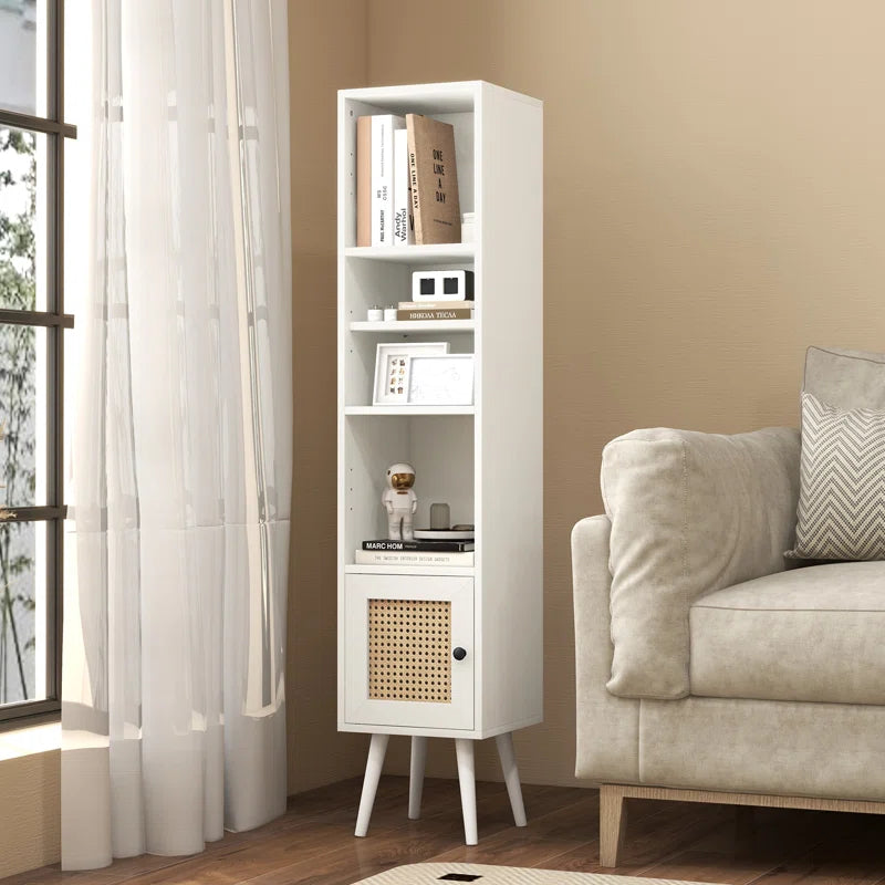 ADOUER WOOD Every Choice Solid Acacia Wood Rattan Bookshelf For Home