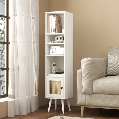 ADOUER WOOD Every Choice Solid Acacia Wood Rattan Bookshelf For Home
