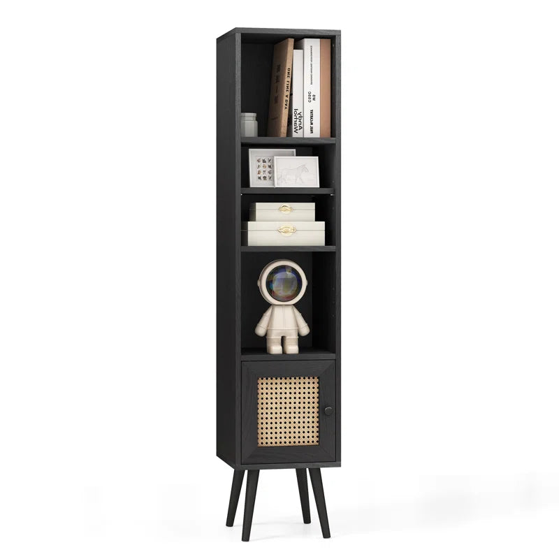 ADOUER WOOD Every Choice Solid Acacia Wood Rattan Bookshelf For Home