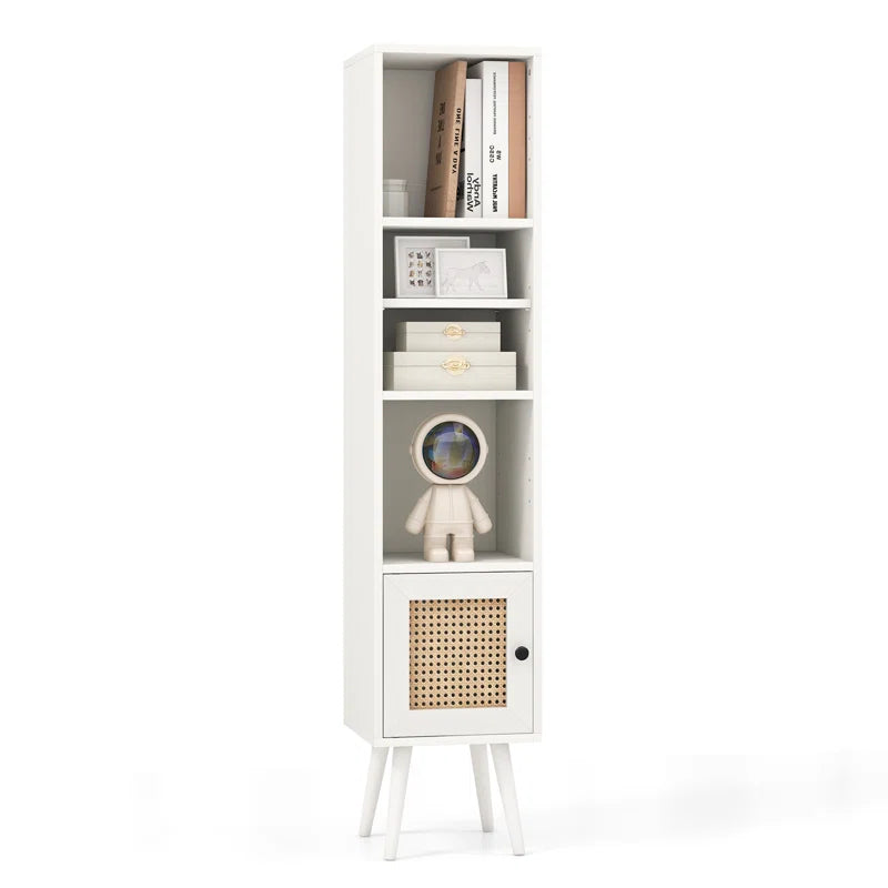 ADOUER WOOD Every Choice Solid Acacia Wood Rattan Bookshelf For Home