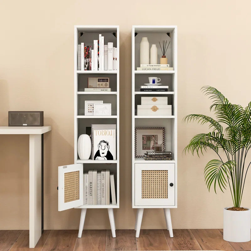 ADOUER WOOD Every Choice Solid Acacia Wood Rattan Bookshelf For Home
