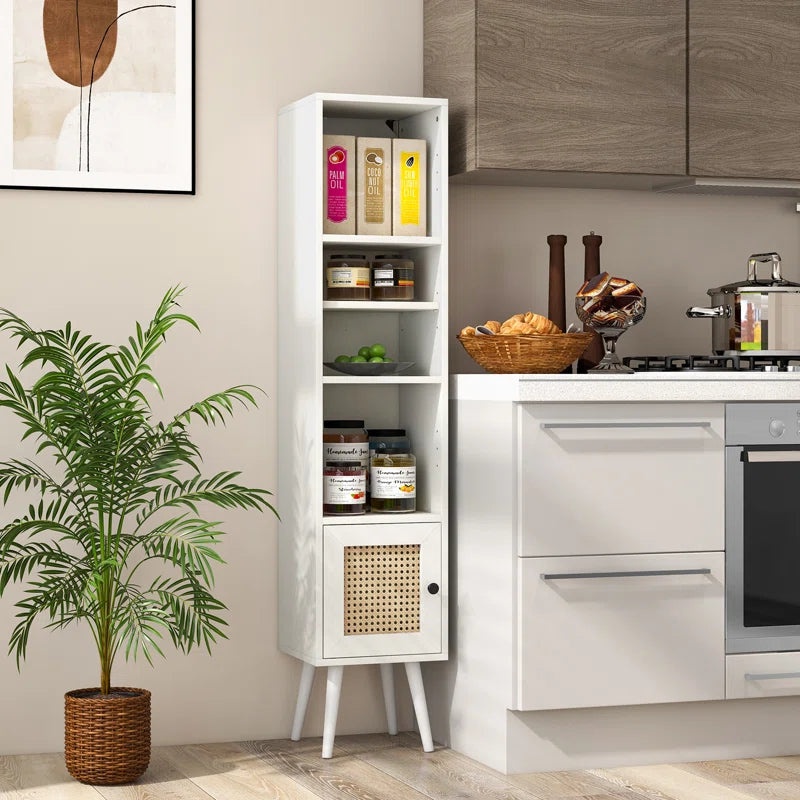 ADOUER WOOD Every Choice Solid Acacia Wood Rattan Bookshelf For Home