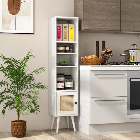 ADOUER WOOD Every Choice Solid Acacia Wood Rattan Bookshelf For Home