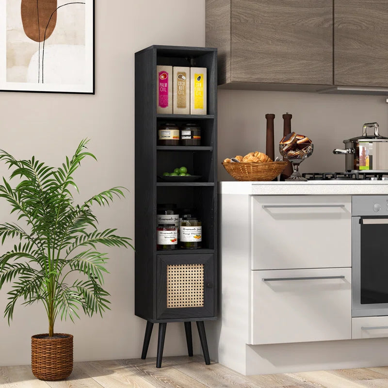 ADOUER WOOD Every Choice Solid Acacia Wood Rattan Bookshelf For Home