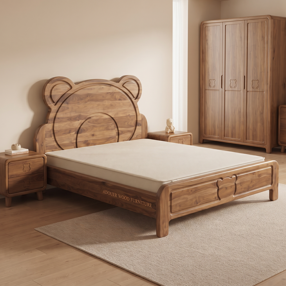 ADOUER WOOD Solid Wood Animal-Themed Children's Bed Frame