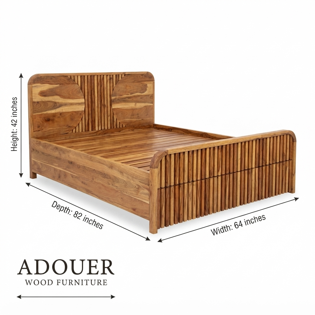 Adouer Wood Modern Fluted Wooden Bed Frame Queen Size , Half Wheels Storage and Half Hydraulic Storage