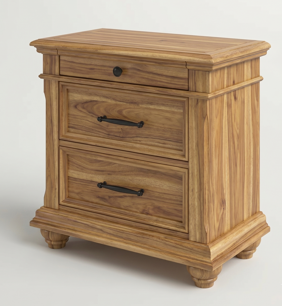 Solid Wooden nightstand with two drawers 