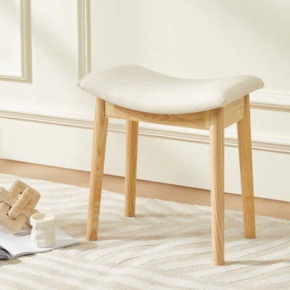 ADOUER WOOD Solid Acacia Wood Stool Upholstered Stool, Natural