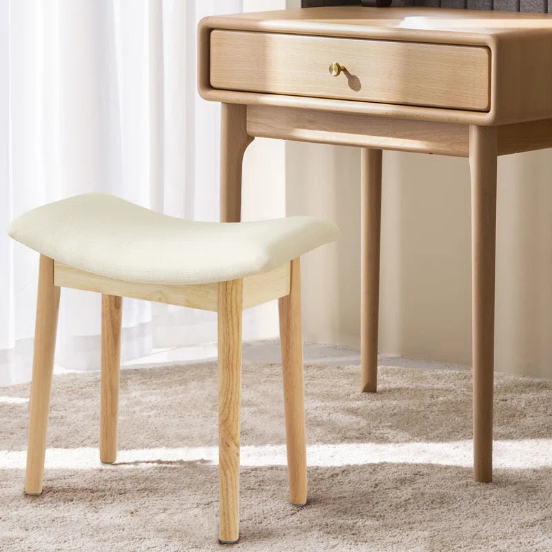 ADOUER WOOD Solid Acacia Wood Stool Upholstered Stool, Natural