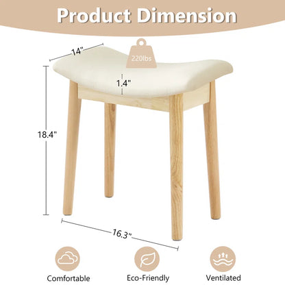ADOUER WOOD Solid Acacia Wood Stool Upholstered Stool, Natural