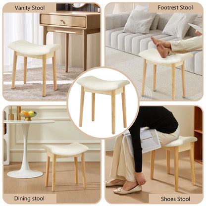 ADOUER WOOD Solid Acacia Wood Stool Upholstered Stool, Natural
