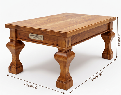 ADOUER WOOD Handcrafted Solid Coffee Table I chowki  – Rustic Farmhouse Living Room Table