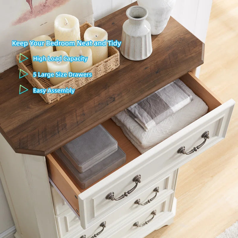ADOUER WOOD 5 Drawers Solid Sheesham Wood Chest of Drawers
