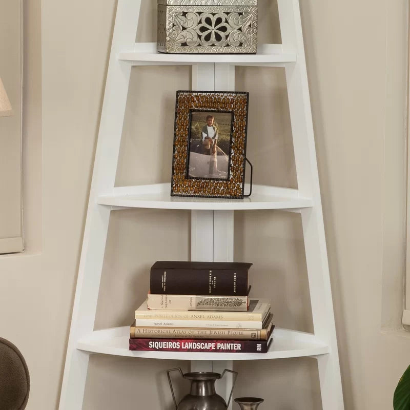 ADOUER WOOD Solid Sheesham Wood Corner Bookshelf For Home & Office